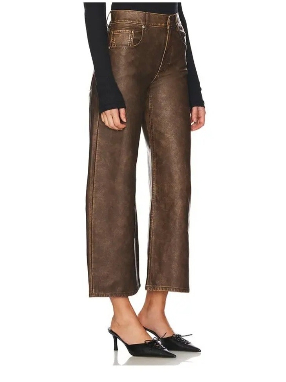 We The Free Wide-Leg Faux Leather Brown Pants